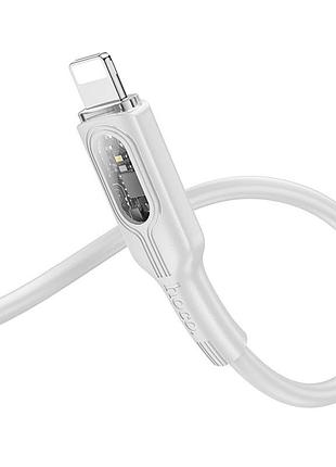 Дата кабель hoco u120 transparent explore intelligent power-off pd 27w type-c to lightning (1.2m) gray 3