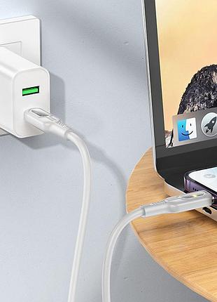Дата кабель hoco u120 transparent explore intelligent power-off pd 27w type-c to lightning (1.2m) gray 4