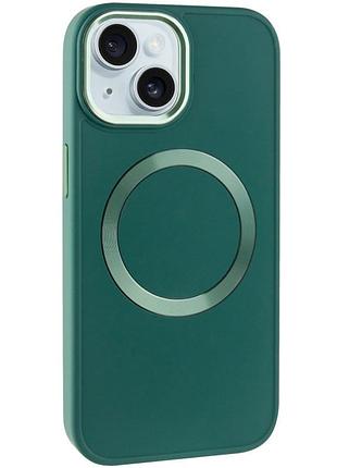 Tpu чохол bonbon metal style with magsafe для apple iphone 15 (6.1") зелений / pine green