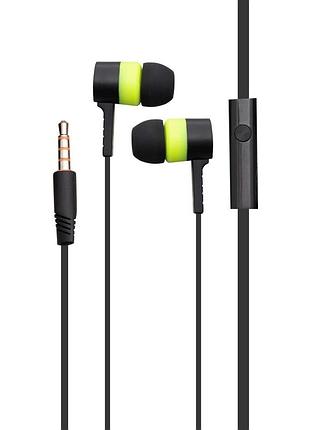 Проводные наушники 3.5mm celebrat d2 вакумные с микрофоном 1.2m green