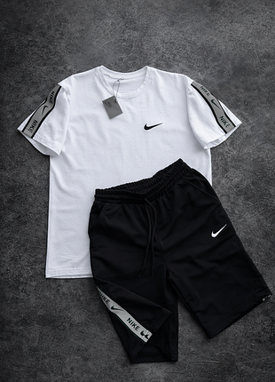 Спортивные шорты + футболка nike летний мужской спортивный набор турецкая двухнитка, найк комплект мужской
