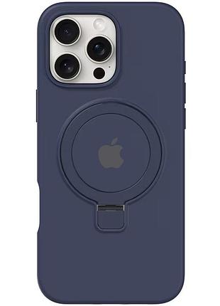 Чехол silicone case full protective with ring для apple iphone 16 pro max (6.9") dark blue