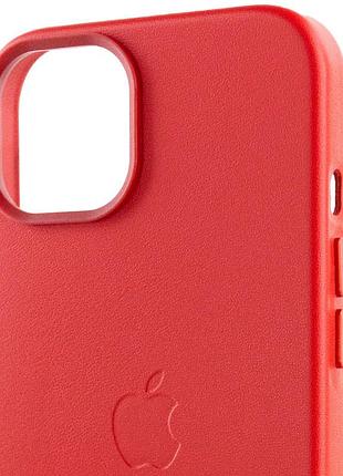 Шкіряний чохол leather case (aa plus) with magsafe для apple iphone 14 (6.1") crimson 5