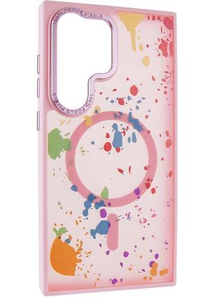 Чехол-накладка flush с magsafe для samsung galaxy s24 ultra прозрачный в стильном дизайне с принтом baby pink