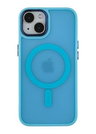 Чехол pc color chrome с magsafe для iphone 14 blue