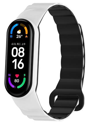 Сылекновой ремешок silicone link для xiaomi mi band 3/mi band4/mi band 5 /mi band 6/ mi band 7 white/black