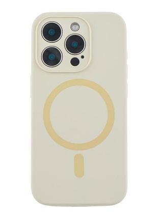 Чехол накладка с рамкой камеры glow silicone case magsafe apple iphone 16 pro antique white (36082_3606444)