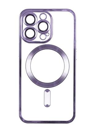 Чехол tpu metallic full camera magsafe для iphone 15 purple