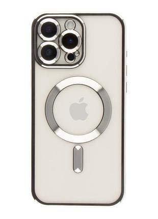 Чехол tpu metallic full camera magsafe для iphone 15 pro silver
