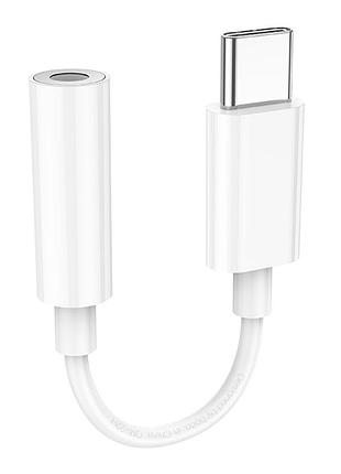 Переходник hoco ls35 type-c на наушники mini jack 3.5 digital audio converter 0.04m, dac white