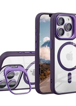 Чехол с подставкой magsafe tpu pc metal stand case and camera lenses apple iphone 12 pro max dark purple