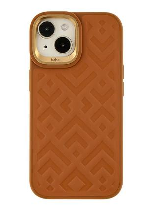 Чехол-накладка kajsa briquette collection rhombus для iphone 15 brown