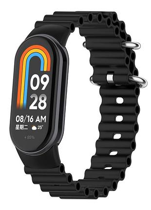 Силиконовый ремешок ocean band для xiaomi mi band 8 / mi band 9 / mi band 10 black