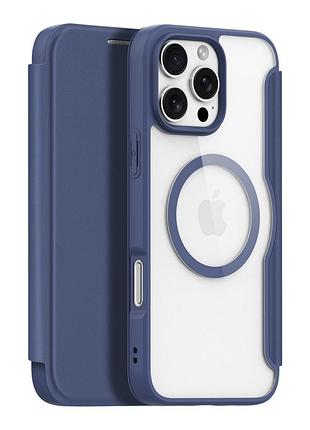 Чохол-книжка dux ducis skin x pro magsafe для iphone 16 pro blue