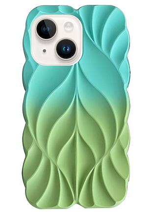 Силиконовая накладка tpu leaf 3d (объёмный дизайн) для apple iphone 15 marine green / mint