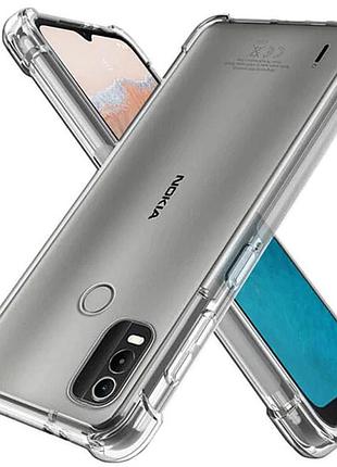Tpu чохол getman ease logo посилені кути для nokia c21 plus безбарвний (прозорий)
