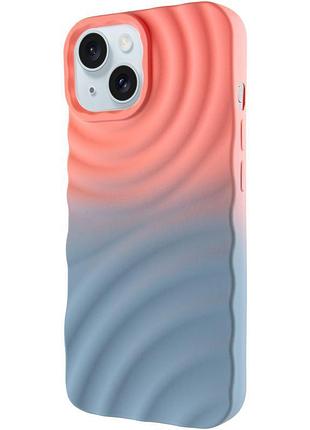 Силиконовый чехол tpu colorwave 3d для iphone 13 / iphone 14 объемный дизайн peach / sky