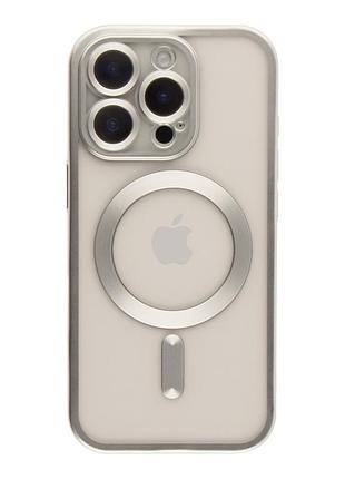 Чехол tpu metallic full camera magsafe для iphone 16 pro max chrome silver