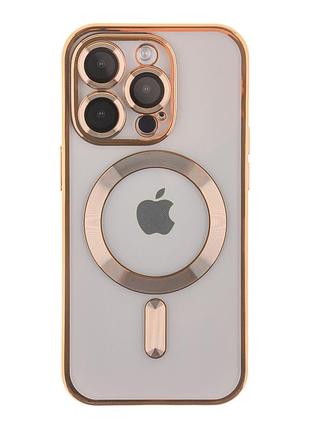 Чехол tpu metallic full camera magsafe для iphone 15 pro gold