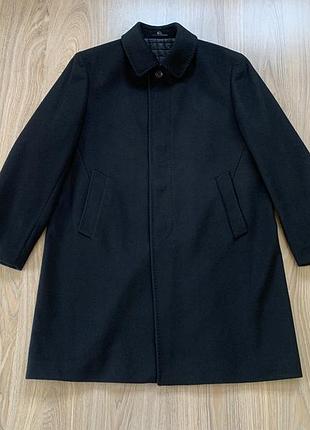 Мужское чёрное шерстяное пальто windsor loro piana fabric