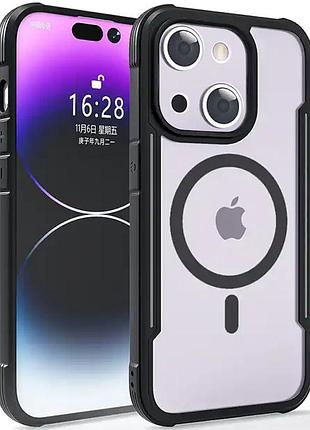 Tpu+pc чехол defense clear with magsafe для apple iphone 15 (6.1") черный