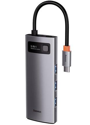 Переходник hub baseus metal gleam series 5-in-1 type-c (cahub-cx) gray