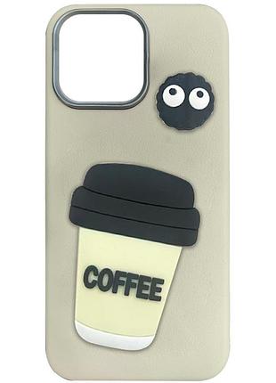Чохол tpu leather toys для apple iphone 16 pro (6.3") coffee / sand