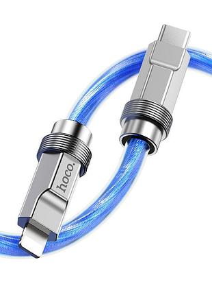 Дата кабель hoco u113 solid 20w type-c to lightning (1m) blue 3