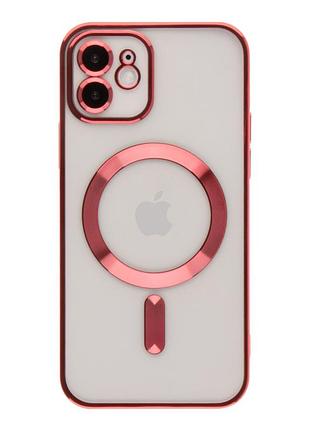 Чехол tpu metallic full camera magsafe для iphone 12 red