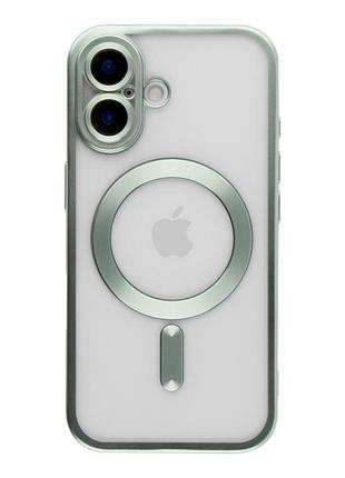 Чехол tpu metallic full camera magsafe для iphone 16 chrome green