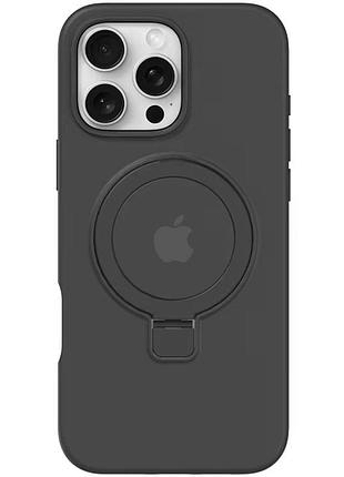 Чехол silicone case full protective with ring для apple iphone 16 pro (6.3") black