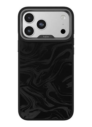 Чехол-накладка kajsa glamorous коллекция жидкое искусство (fluid art) с magsafe для iphone17 pro black o-ring