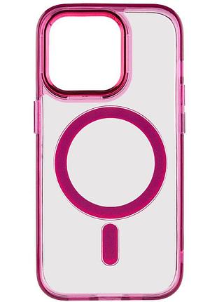 Чехол tpu iris with magsafe для apple iphone 14 pro прозрачный дизайнерский кейс с цветным бампером burgundy