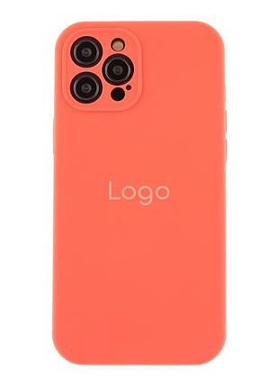 Чехол silicone case full с защитой камеры для iphone 12 pro flamingo