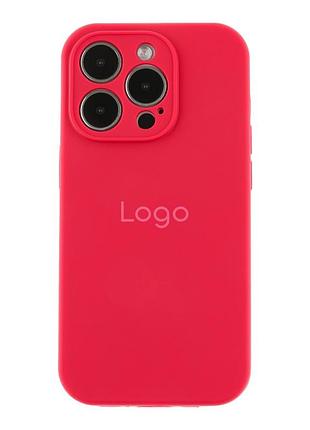 Чехол silicone case full с защитой камеры для iphone 14 pro max rose red