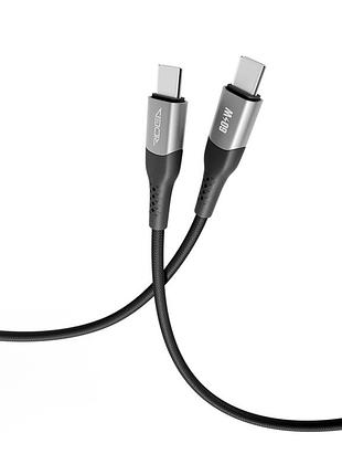 Кабель для заряджання usb ridea rc-us42 ultrastrong type-c to type-c 60w (20v/3a) 1.2m чорний