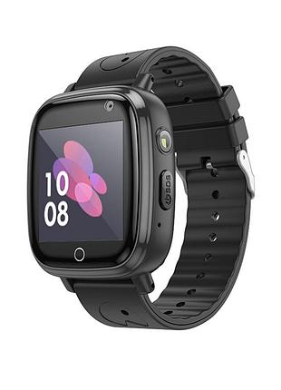 Детские смарт часы hoco y100 2g микросхема rda8955 с gps, sim-картой, кнопкой sos, фонариком, ip65 черный