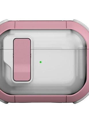 Протиударний захисний чохол locking button кейс для навушників airpods pro 3 pink