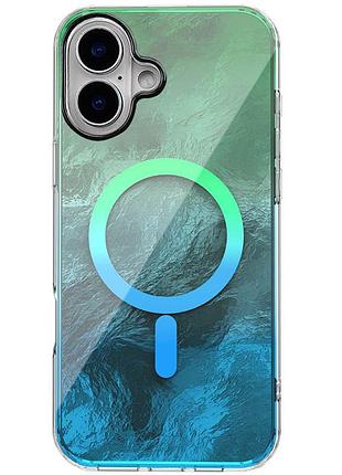 Чохол tpu shiny mountain (magfit) для apple iphone 16 (6.1") green / blue