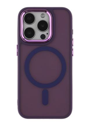 Чехол pc color chrome с magsafe для iphone 15 pro max dark purple