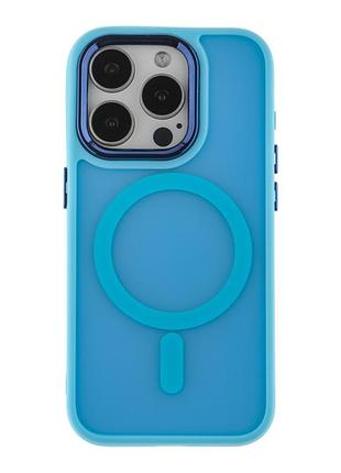 Чехол pc color chrome с magsafe для iphone 15 pro blue