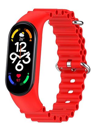 Силиконовый ремешок ocean band для xiaomi mi band 3 / mi band 4 / mi band 5 / mi band 6 / mi band 7 red