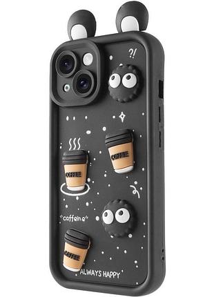Чехол tpu toys case with ears для apple iphone 14 (6.1") black