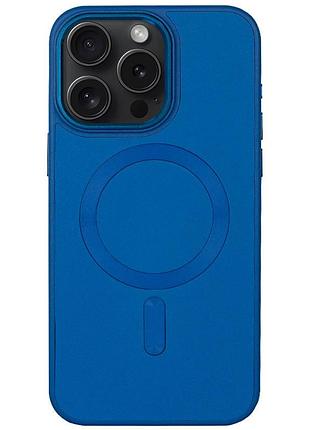 Кожаный чехол bonbon leather metal style with magsafe для apple iphone 12 pro max (6.7") синий / indigo