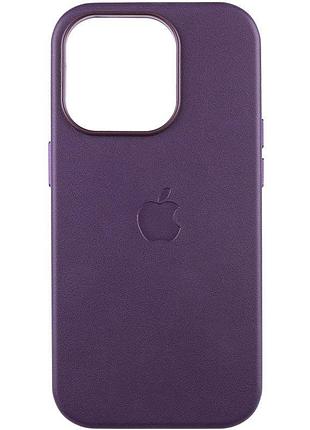 Кожаный чехол leather case (aaa) with magsafe and animation для apple iphone 16 pro max (6.9") dark purple