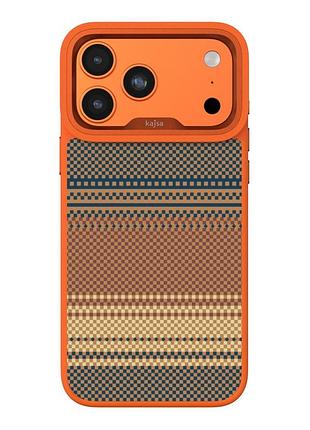 Чехол-накладка kajsa resort коллекция градиентный дизайн (gradient stripe) с magsafe для iphone17 pro orange plus o-ring