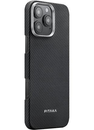 Чохол pc pitaka with magsafe для apple iphone 16 pro (6.3") black / grey