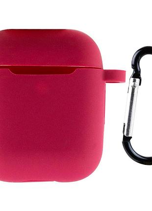 Силиконовый футляр new с карабином для наушников airpods 1/2 красный / rose red