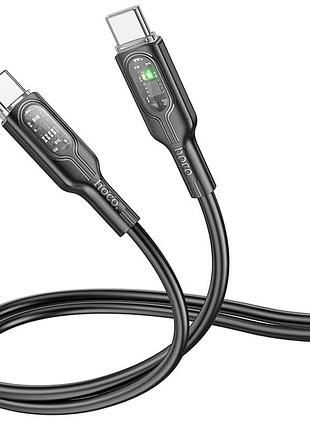Дата кабель hoco u120 transparent explore intelligent power-off pd 60w type-c to type-c (1.2m) black 2