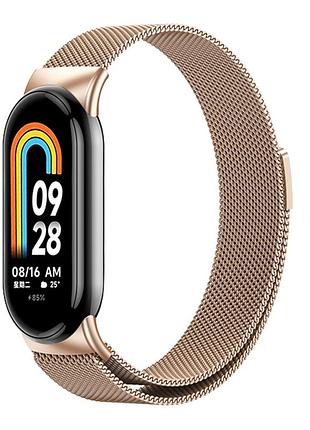 Ремешок milanese loop metal magnetic для xiaomi mi band 8/mi band gold